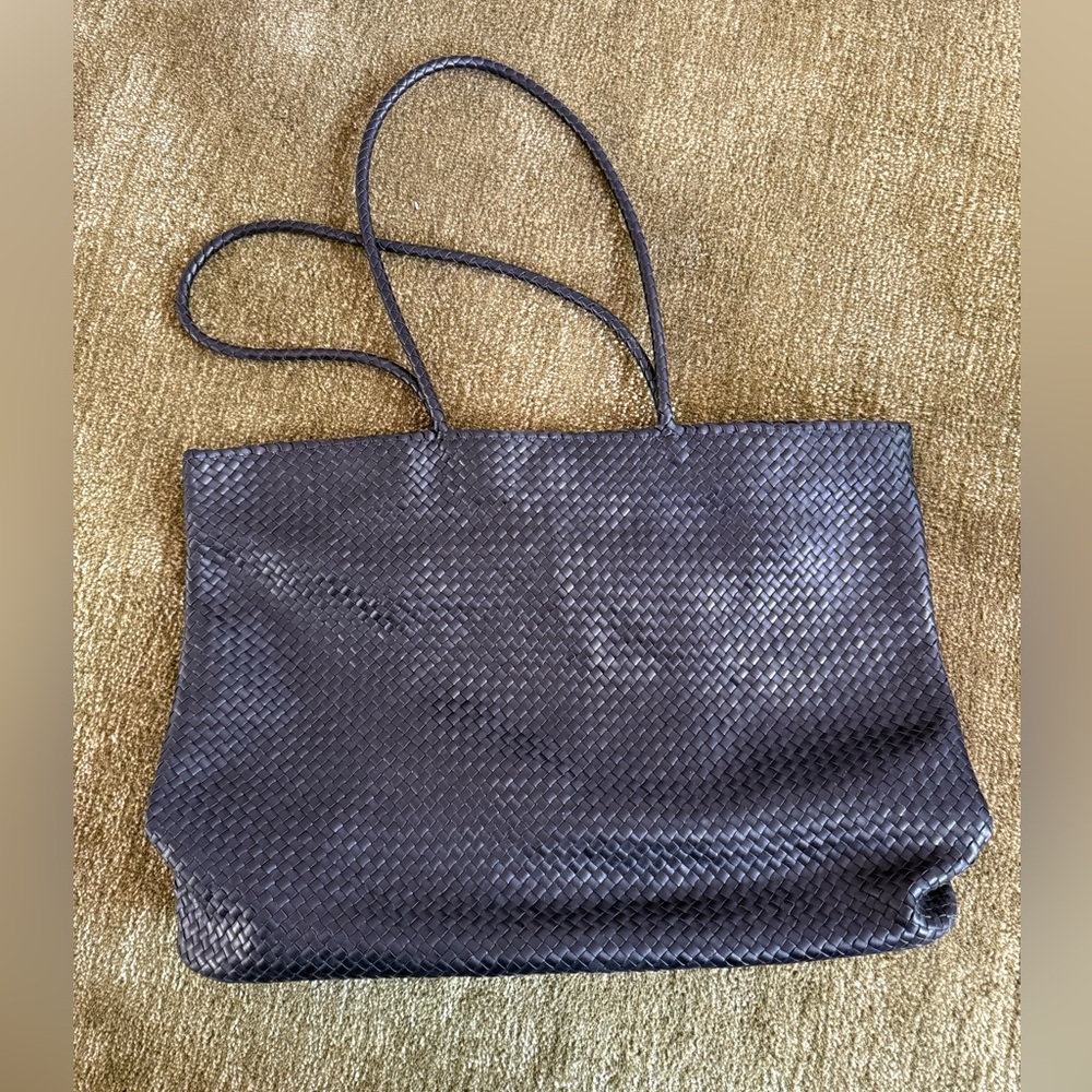 Quince Italian Leather Handwoven Tote
